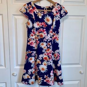 Worthington Floral Fitted w/Flare Dress Sz4